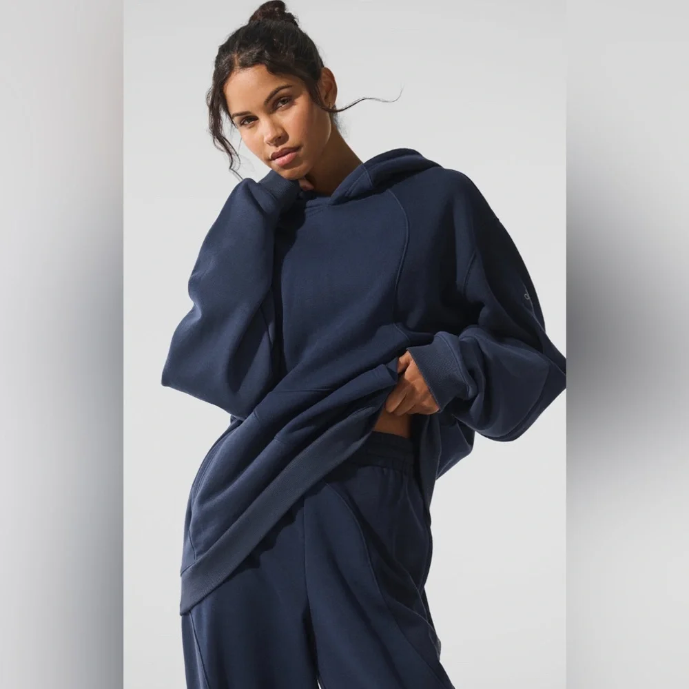 ALO Yoga Make Waves Hoodie Women’s M/Men’s S Navy Tonal - Picture 2 of 11